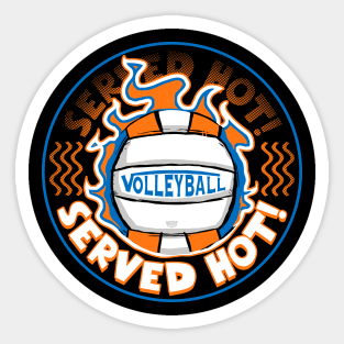 Volleyball Served Hot Blue Orange Vball Sticker